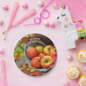 Farbenfrohe Apple Basket Happy Thanksgiving Pappteller (Party)