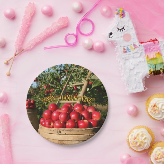 Farbenfrohe Apple Ernte Happy Thanksgiving Pappteller (Party)