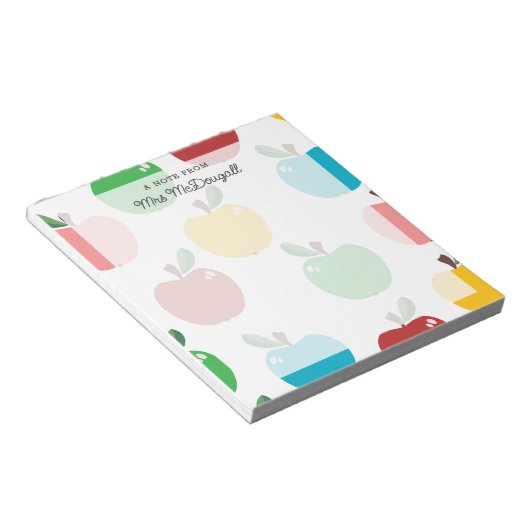 Farbenfrohe Apple-Muster - ein Hinweis des Lehrers Notizblock (angewinkelt)