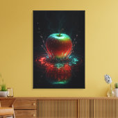 Farbenfrohe Apple-Splash in geometrischen Energiee Leinwanddruck (Insitu (Wohnzimmer))