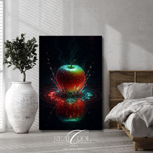 Farbenfrohe Apple-Splash in geometrischen Energiee Poster
