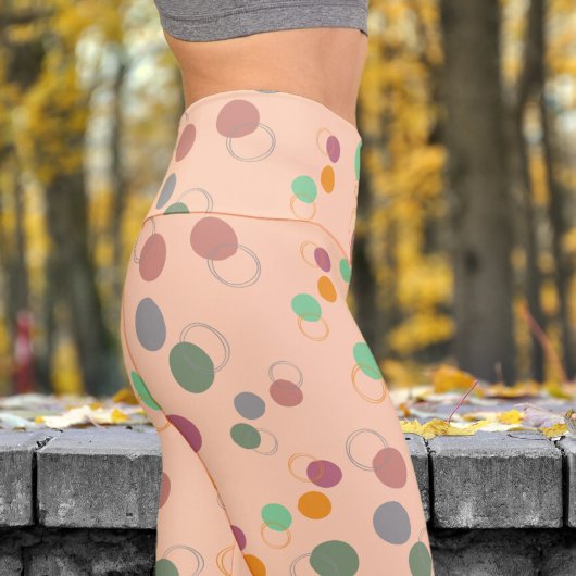 Farbenfrohe Apricot Bubbles Muster Yoga Capri Leggings