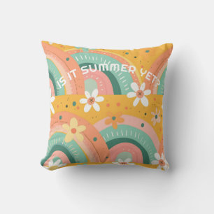 Farbenfrohe Aquamarine Regenbogen Blume Sommer Kissen