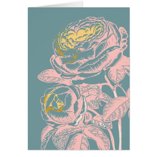 Farbenfrohe Aquamarine Vintag Peony Blume Illustra (Vorne)