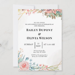 Farbenfrohe Aquarell-Blumen-Hochzeitseinladungskar Einladung