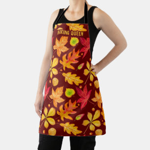 Farbenfrohe Aquarell-Herbstblätter personalisiert Schürze