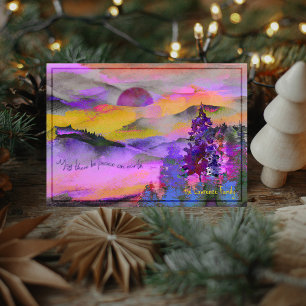 Farbenfrohe Aquarell-Landschaft Weihnachtskarte Feiertagskarte