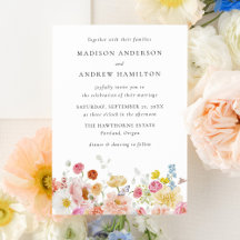 Farbenfrohe Aquarell-Wildblumen-Hochzeitseinladung