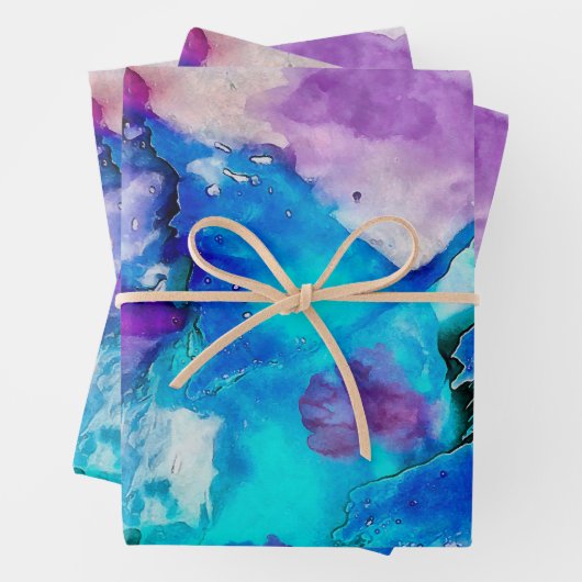 Farbenfrohe Aquarellabstraktion Geschenkpapier Set (Beispiel)