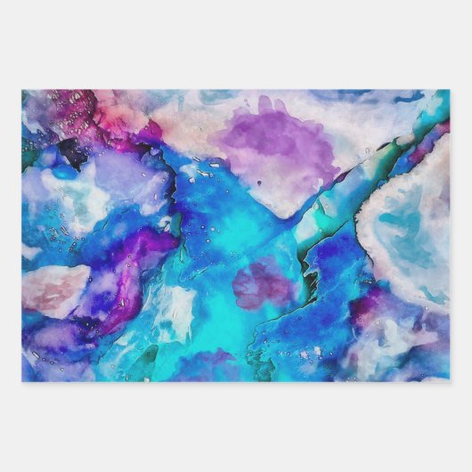 Farbenfrohe Aquarellabstraktion Geschenkpapier Set (Vorderseite)