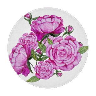 Farbenfrohe Aquarellbäume Schneidebrett