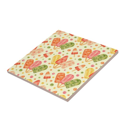 Farbenfrohe Aquarellbläschen Fliese (Seite)