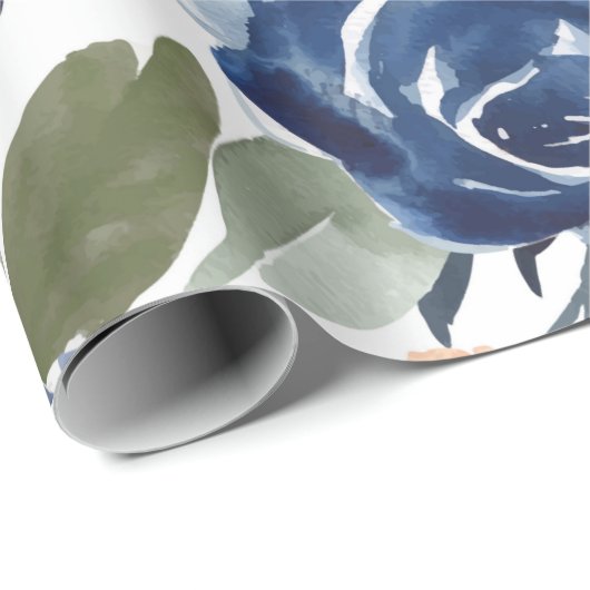 Farbenfrohe Aquarellblau-Blumenmuster Geschenkpapier (Rolleneckpunkt)