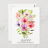 Farbenfrohe Aquarellblume Bouquet Wedding RSVP Postkarte (Vorne/Hinten)