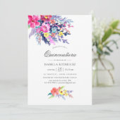 Farbenfrohe Aquarellblume Einladung (Stehend Vorderseite)