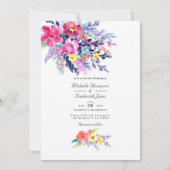Farbenfrohe Aquarellblume QR-UAWG Hochzeit Einladung (Vorderseite)