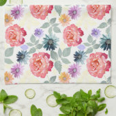 Farbenfrohe Aquarellblumenmuster Geschirrtuch (Gefaltet)