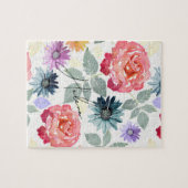 Farbenfrohe Aquarellblumenmuster Puzzle (Horizontal)
