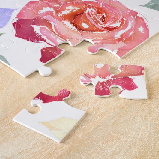 Farbenfrohe Aquarellblumenmuster Puzzle (Seite)
