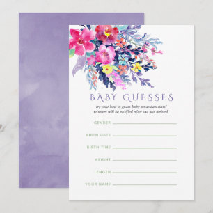Farbenfrohe Aquarellblütendusche Baby Ratgeber Einladung