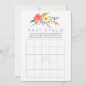 Farbenfrohe Aquarellblütendusche Bingo Einladung (Vorderseite)