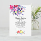 Farbenfrohe Aquarellblütendusche mit virtuellem Ba Einladung (Stehend Vorderseite)