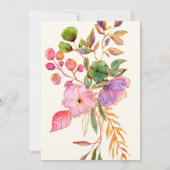 Farbenfrohe Aquarellblütenhochzeit Einladung (Rückseite)