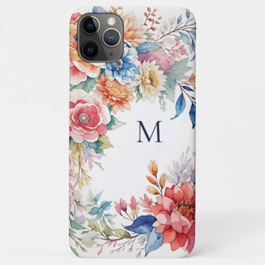 Farbenfrohe Aquarellblütennatur Lovers Monogramm Case-Mate iPhone Hülle (Rückseite)