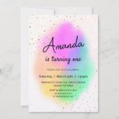 Farbenfrohe Aquarellbrunnengeburt Einladung (Vorderseite)