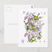 Farbenfrohe Aquarellbukett mit Kolumbin und grünem Postkarte (Vorne/Hinten)