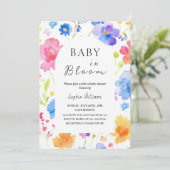 Farbenfrohe Aquarelldusche - Baby im Blut Einladung (Stehend Vorderseite)