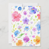 Farbenfrohe Aquarelldusche - Baby im Blut Einladung (Rückseite)