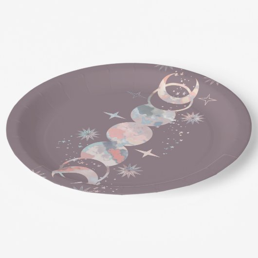 Farbenfrohe Aquarelle Pappteller (Schrägansicht)