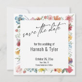 Farbenfrohe Aquarellfarbe Wildblume Save The Date (Vorderseite)