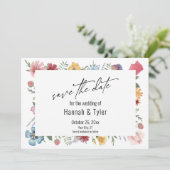 Farbenfrohe Aquarellfarbe Wildblume Save The Date (Stehend Vorderseite)