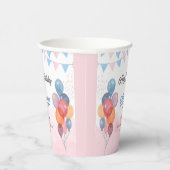 Farbenfrohe Aquarellfarben Ballon Mädchen Geburtst Pappbecher (Rechts)