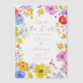 Farbenfrohe Aquarellfarben-Blume, die das Datum sp Pergament Einladungen (Vorderseite)