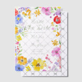 Farbenfrohe Aquarellfarben-Blume, die das Datum sp Pergament Einladungen (Versetzt (Einladung))