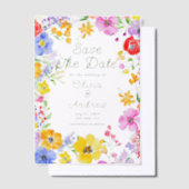 Farbenfrohe Aquarellfarben-Blume, die das Datum sp Pergament Einladungen (Versetzt)