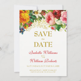 Farbenfrohe Aquarellfarben-Blume, die das Datum sp Save The Date