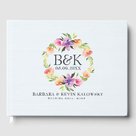 Farbenfrohe Aquarellfarben-Blume Gästebuch