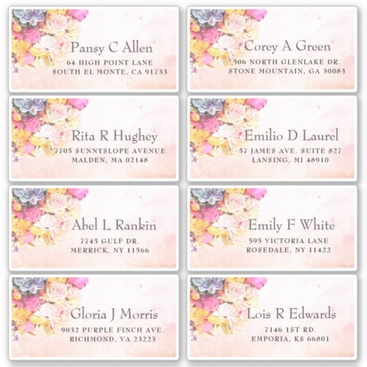 Farbenfrohe Aquarellfarben-Blume Hochzeitshauptadr Aufkleber (Vorderseite)