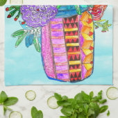 Farbenfrohe Aquarellfarben-Blume in einem Jar Kite Geschirrtuch (Gefaltet)