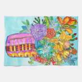 Farbenfrohe Aquarellfarben-Blume in einem Jar Kite Geschirrtuch (Horizontal)