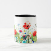 Farbenfrohe Aquarellfarben Blume & Rote Pflaumen Tasse (Zentrum)