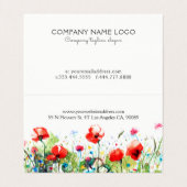 Farbenfrohe Aquarellfarben Blume & Rote Pflaumen Visitenkarten (Innenseite Aufgefaltet)