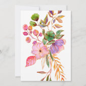 Farbenfrohe Aquarellfarben Blumenzitzer Dusche Einladung (Rückseite)