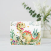 farbenfrohe Aquarellfarben-Dinosaurier Postkarten (Stehend Vorderseite)