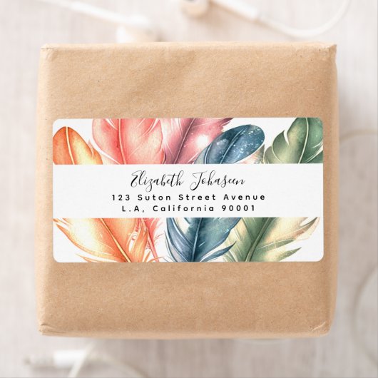 Farbenfrohe Aquarellfarben Federn schwarzer Skript (Insitu)