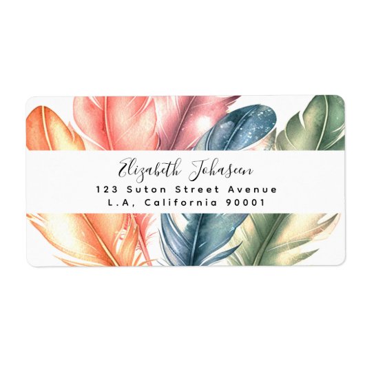 Farbenfrohe Aquarellfarben Federn schwarzer Skript (Vorne)